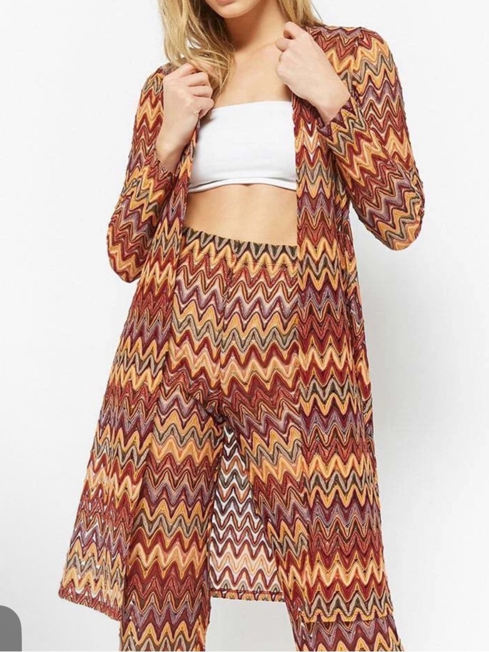 Chevron Stripes - Rust/Multi Cardigan/Jacket - Size Small